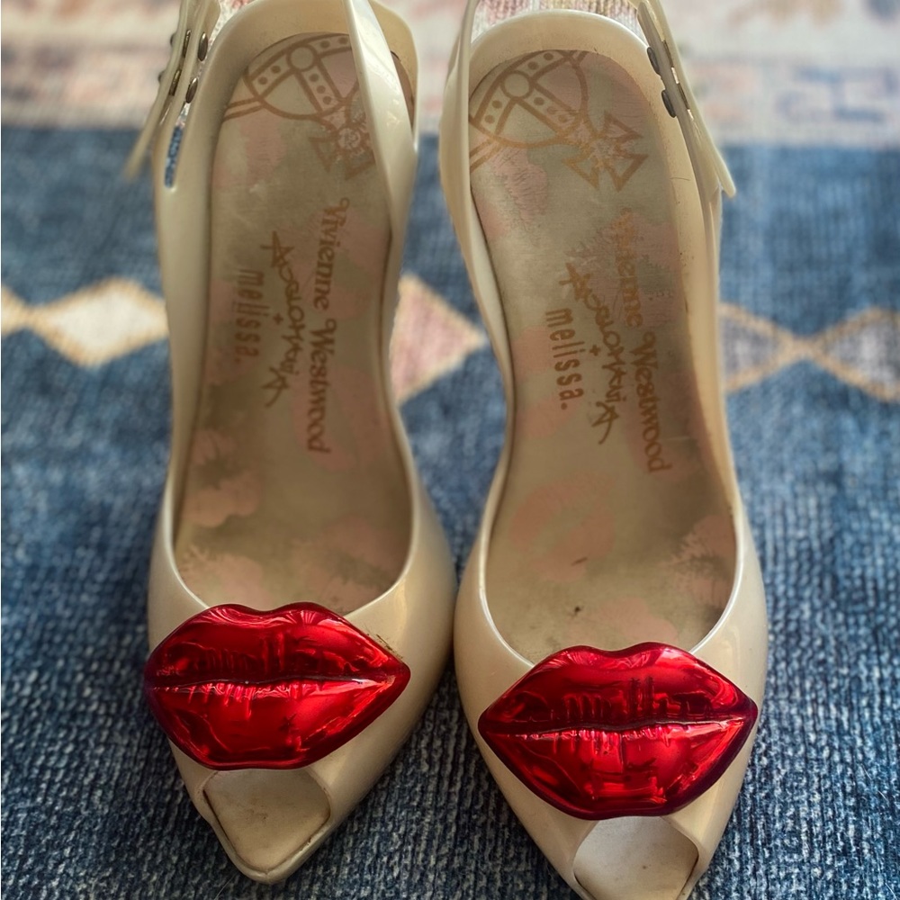 Vivian westward red lips ladies heeled shoes , worn maybe 3/4 times . Good home